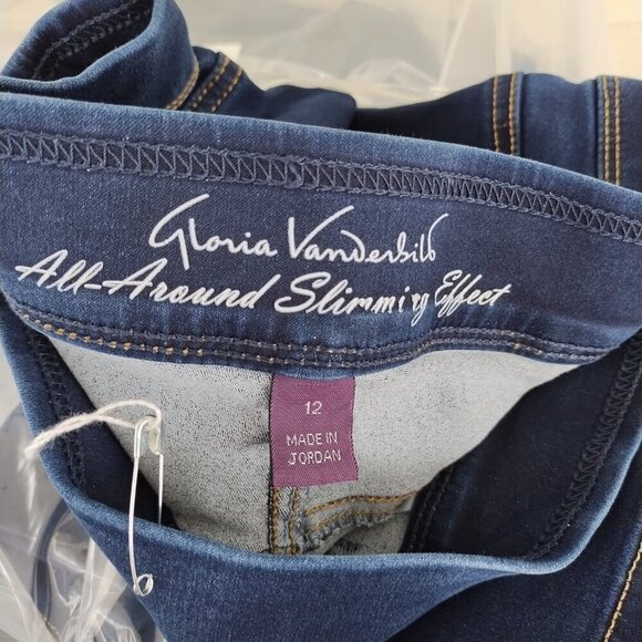 Gloria Vanderbilt Jean Crop Pull On Stretch Athleisure Dark Wash Faux Fly 12 - Picture 4 of 4